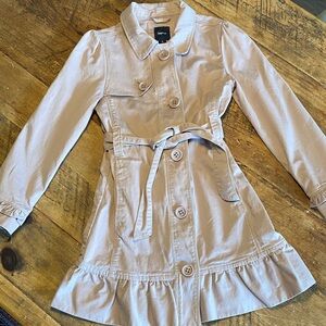 GAP Mauve Ruffle Trench Coat Size 8